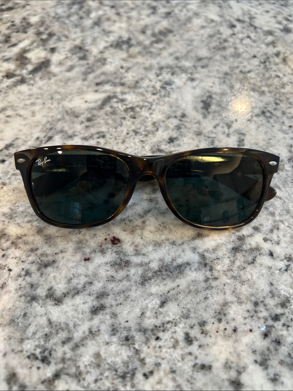Ray-Ban Tortoise Frame Sunglasses with Green Lenses